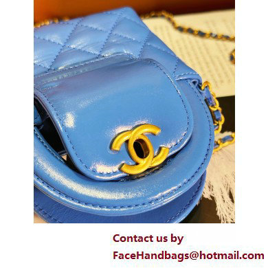 Chanel Shiny Aged Calfskin  &  Gold-Tone Metal Clutch with Chain Bag AP3435 Blue 2025